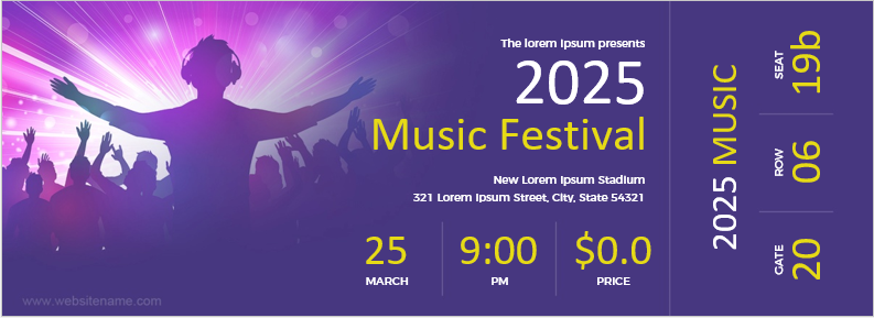 Music Festival Event Ticket Templates for Word | Download