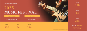 Music Festival Event Ticket Template for Word