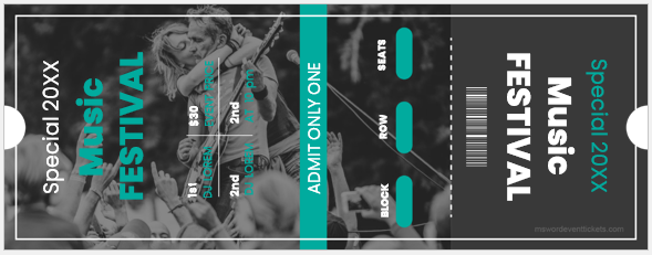 Music event ticket template