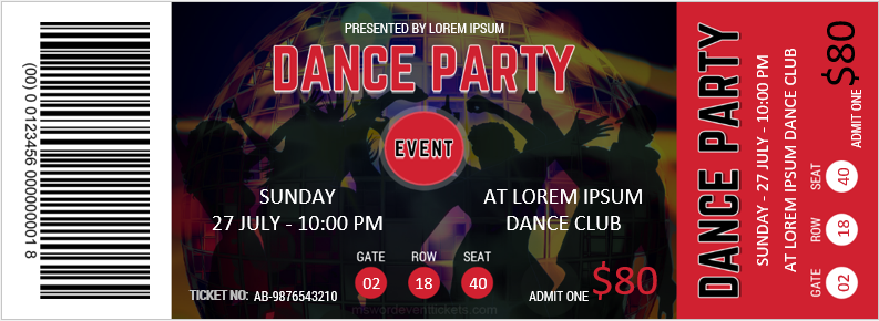 Dance Party Event Ticket Template