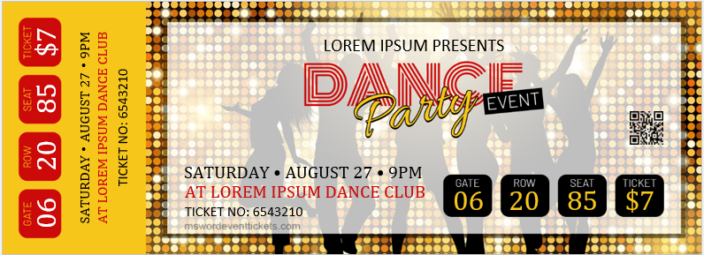 Dance Party Event Ticket Template