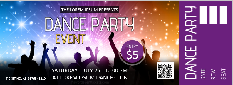 Dance Party Event Ticket Template