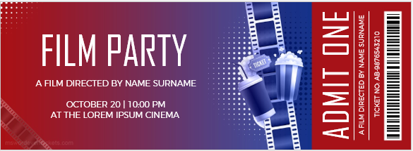 Film party event ticket template