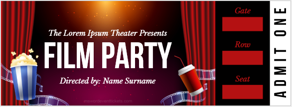 Film party event ticket template