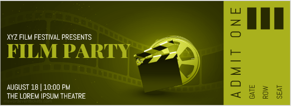 Film party event ticket template