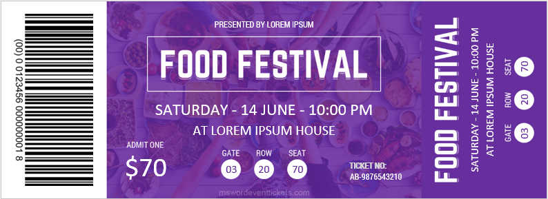 Food Festival Event Ticket Template