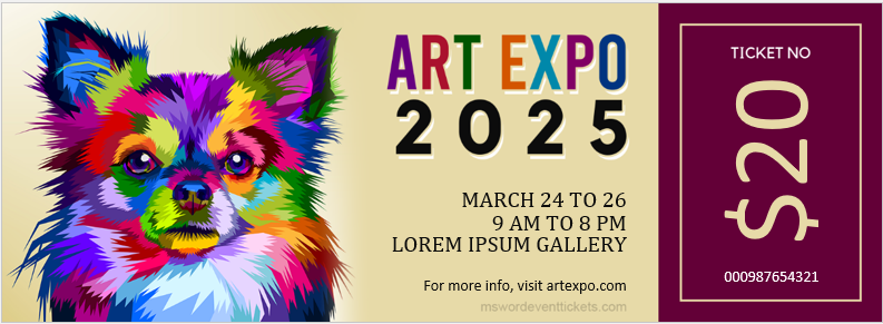 Art Expo Ticket Template for Word