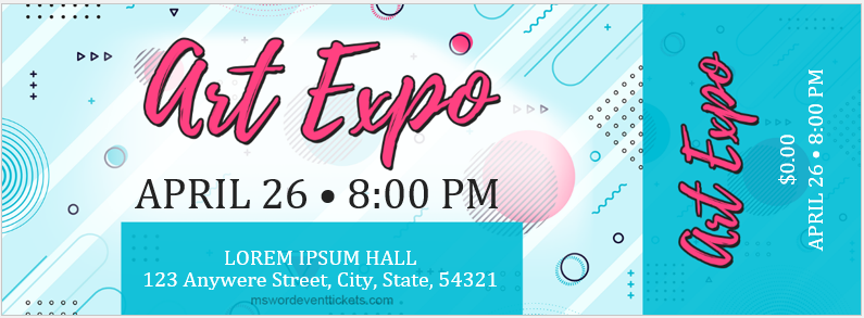 Art Expo Ticket Template for Word