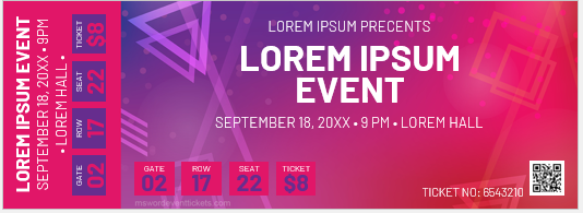 Event ticket format