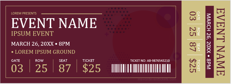 Event Ticket Template for Word