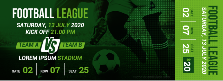 Football Match Ticket Templates for Word | Download &amp; Edit