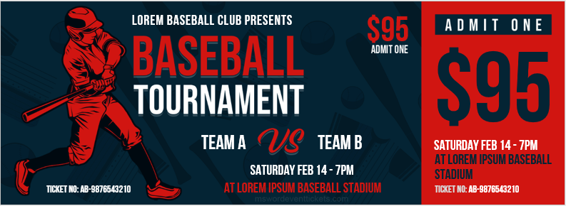 Baseball Tournament Ticket Template