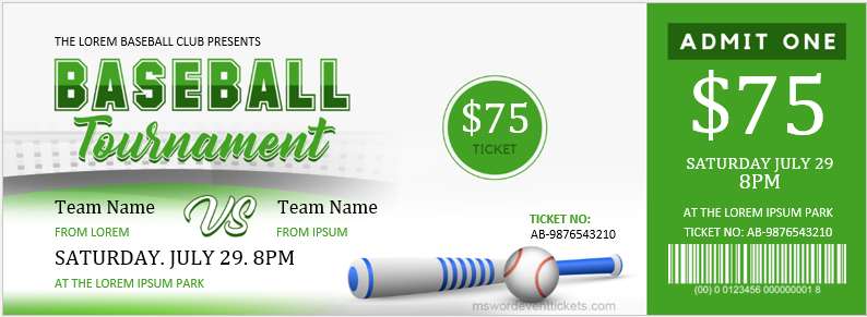 86+ Free Editable Baseball Ticket Templates in MS Word [DOC]