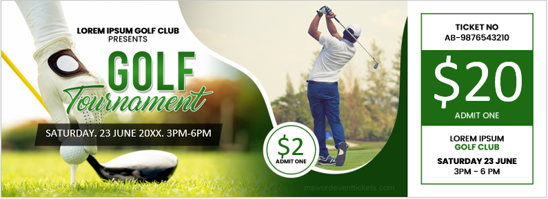 golf tournament ticket templates ms word event ticket templates