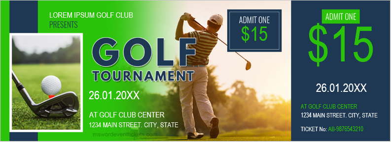 golf tournament ticket templates ms word event ticket templates