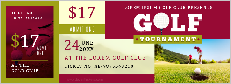 Golf Tournament Ticket Template