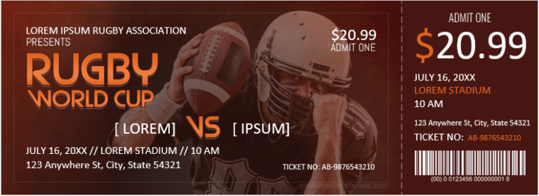 Rugby Tournament Ticket Templates | Download Edit & Print