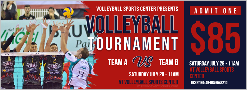 Volleyball Tournament Ticket Template