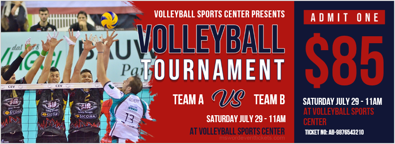 Volleyball Tournament Ticket Templates | Download Edit Print