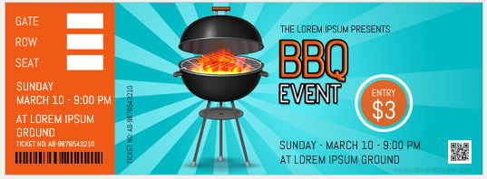 BBQ event ticket template