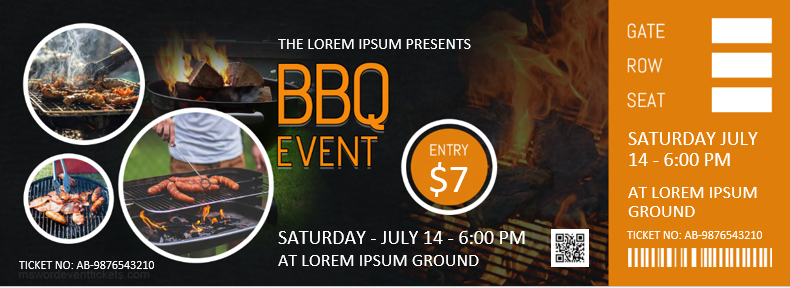 Barbecue BBQ Event Ticket Template