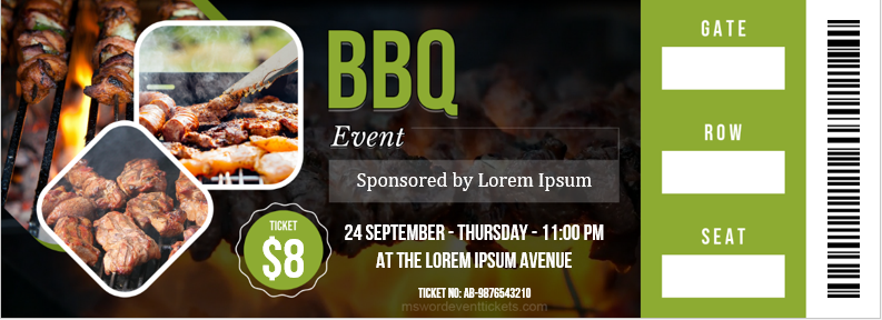 Barbecue BBQ Event Ticket Template