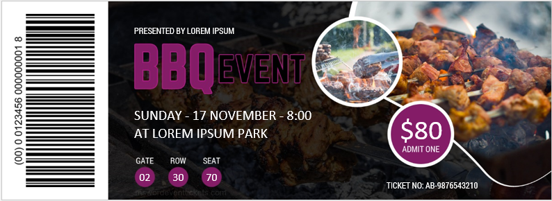 Barbecue BBQ Event Ticket Template