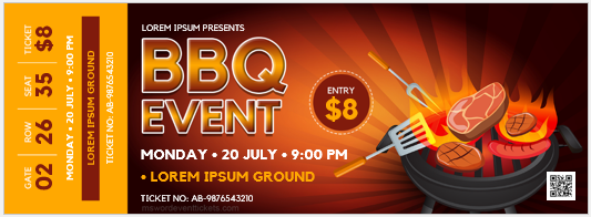 BBQ event ticket template