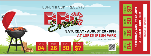 BBQ event ticket template