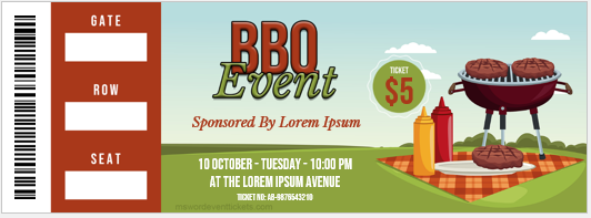 BBQ event ticket template