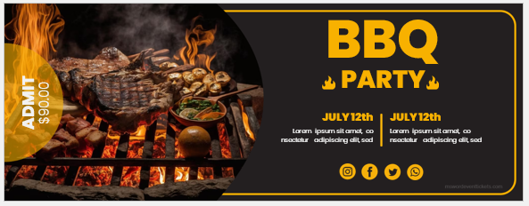 Barbecue event ticket template