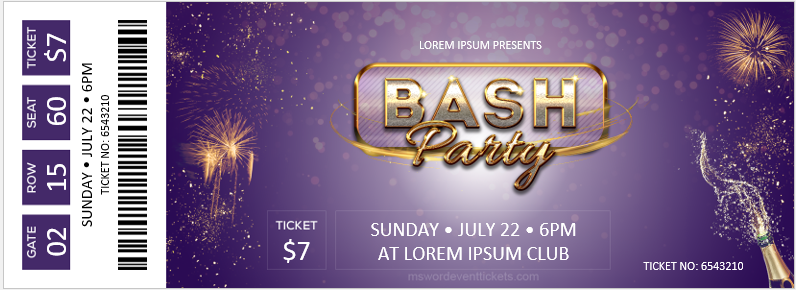 Bash Party Ticket Template