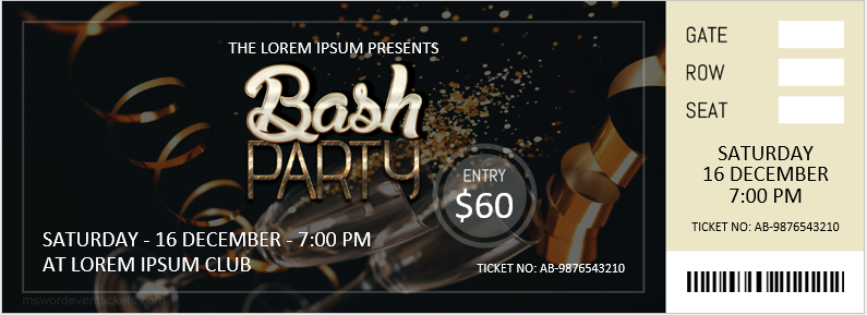 Bash Party Ticket Template