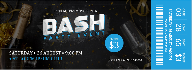 Bash Party Ticket Template