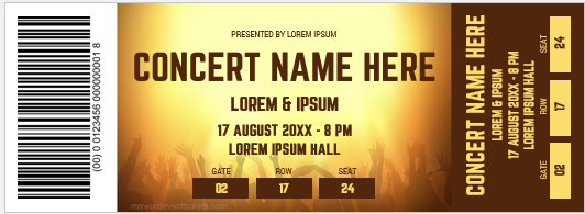 Music concert ticket template