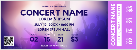 Music concert ticket template