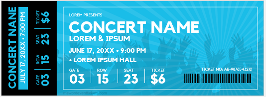 Music concert ticket template