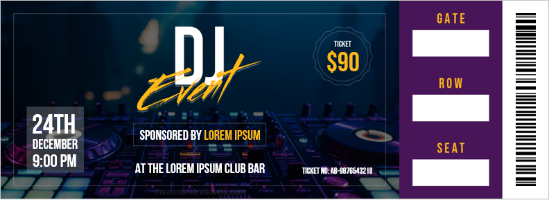 DJ Party Event Ticket Template