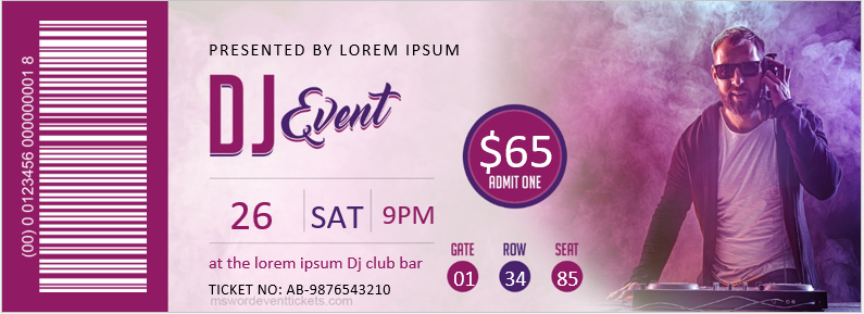 DJ Party Event Ticket Template