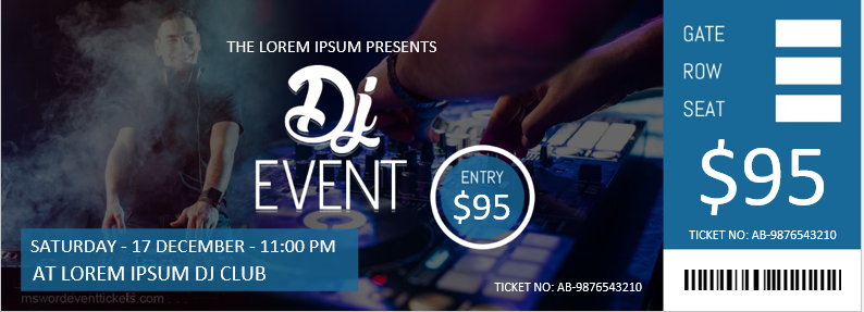 DJ Party Event Ticket Template