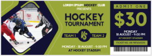 Hockey tournament ticket template