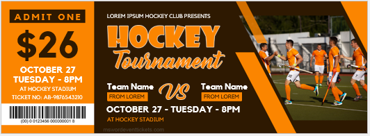 Hockey tournament ticket template