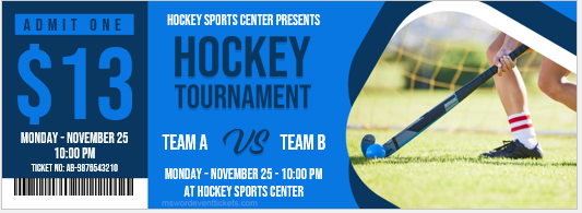 Hockey tournament ticket template