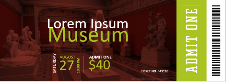 Museum Ticket Templates | MS Word Event Ticket Templates