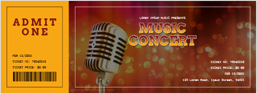 Music concert ticket template