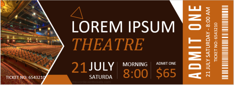 Theatre Ticket Template MS Word Event Ticket Templates