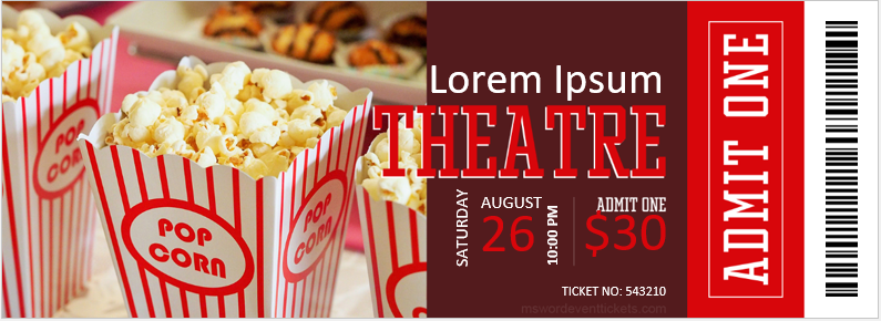 Theatre Ticket Templates | MS Word Event Ticket Templates