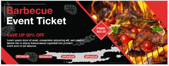 Barbecue event ticket template