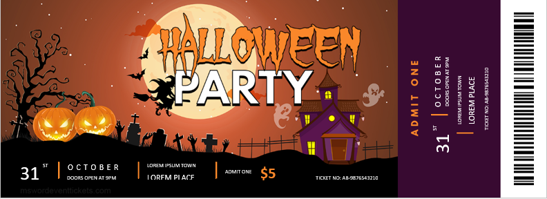 Halloween Party Event Ticket Template