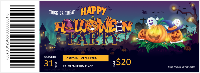 Halloween Party Event Ticket Template